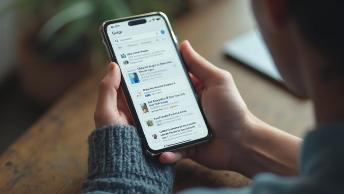 Une main tenant un smartphone affichant l'application de messagerie Gogo